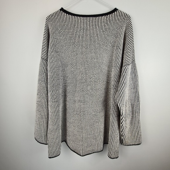 Eileen Fisher Merino Wool Black and White Crew Neck Sweater XL - Picture 6 of 6